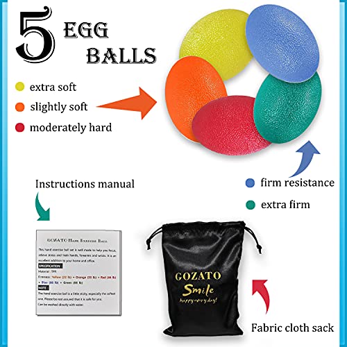 GOZATO 5Pack Hand Exercise Balls Physical & Occupational Therapy Kit