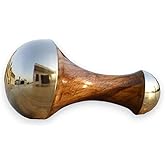 HEALTHANDWEALTH Kansa Wand 2 in 1 Mini Grip Beautiful Design Face Foot Body & Marma Massage Tool Teak Wood Handle Natural (Small & Marma)