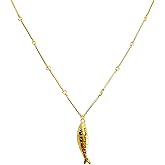 KHRYPTXH Beach Charm Gold Fish Necklace for Women, Dainty Elegant Trendy Style Pendant Jewelry, Beach Vacations and Holiday Gifts Giving
