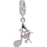 QeenseKc Music Note Dangle Charm Ballet Dancer Bead for Pandora Bracelet Present