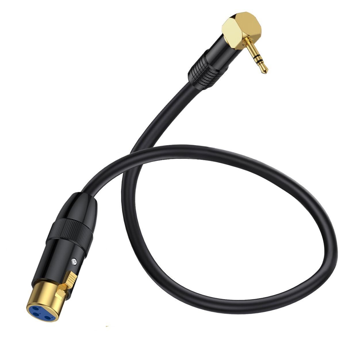 HTGuoji Right Angle 90Degree 3.5mm to XLR Microphone Cable, XLR to 3.5mm Jack Cable, 1/8 inch Aux Stereo to XLR Female Speaker Cord Adapter for Laptop,Camera,Sound,DV (50 cm)