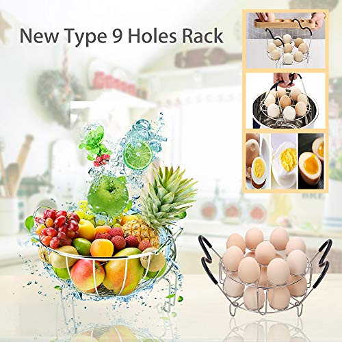 image for Maxracy Egg Steamer Rack Trivet 9 Holes with Heat Resistant Handles fo