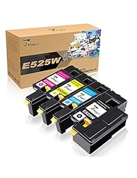7Magic Compatible para Dell E525W E525 525 cartuchos de tóner para Dell E525W Color impresora láser para 593-BBJX 593-BBJU 593-BBJV 593-BBJW (BCMY, 4 unidades)
