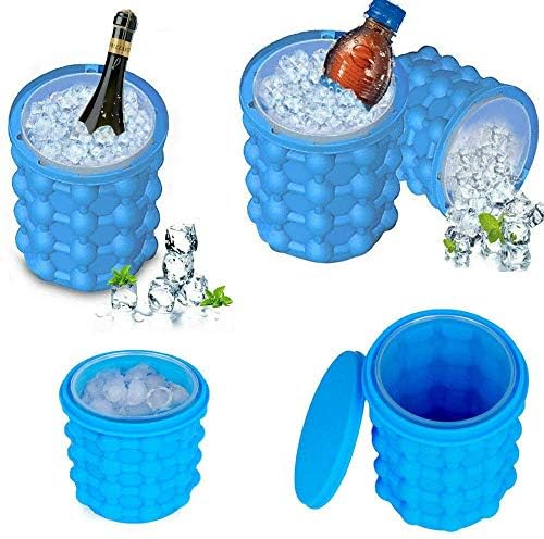 TRENDBUY Silicone Ice Cube Maker | The Innovation Space Saving Ice Cube Genie | Flexible Ice Mold for Whiskey, Wine, Beer | Bucket Revolutionary Space Saving Ice-Ball Makers for Home, Party and Picnic
