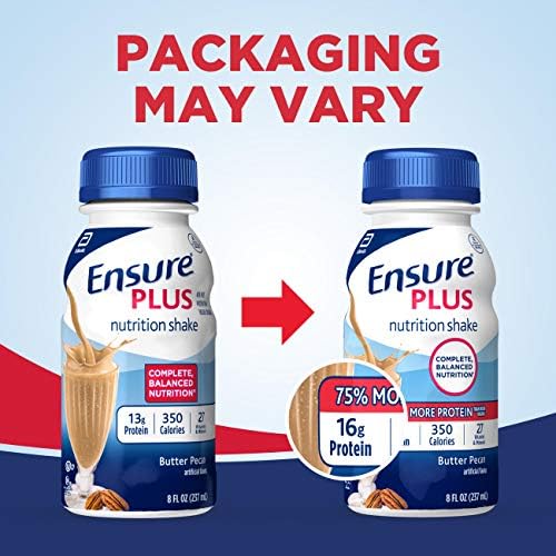 Ensure Plus Nutrition Shake With 16g Of High Quality Protein Meal Replacement Shakes Butter Pecan 8 Fl Oz Pack Of 24