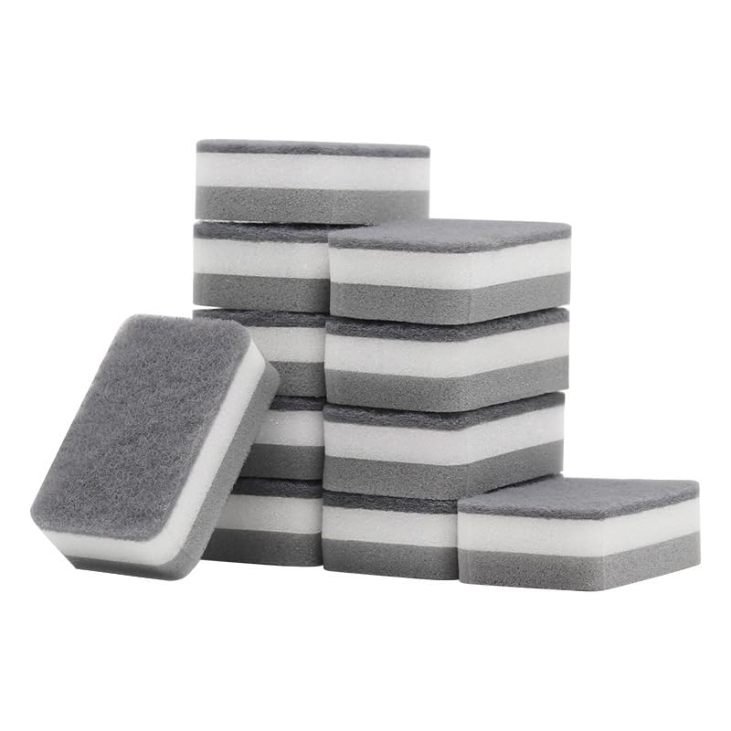 10 Pack Heavy Duty Scrub Sponge, Dual-Sided Dish-washing & Cleaning Sponge for Kitchen, Bathroom & Home Cleaning, Size:11 x 7 x 3 cm