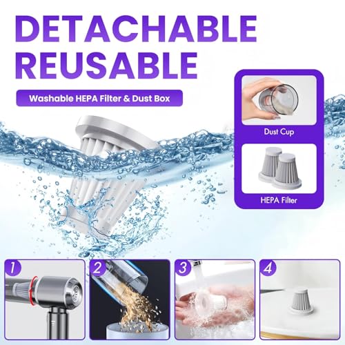 Freemiao Cordless Car Vacuum Cleaner 5-in-1 Handheld Mini Computer Vacuums 23000Pa Powerful Suction/Blowing/Inflation/Dust Removal HEPA Filter Rechargable Portable for Car, Pet Hair, Keyboard, Home
