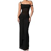 Verdusa Women's Off Shoulder Wedding Guest Dress Tie Knot Maxi Dresses Elegant Formal Outfits