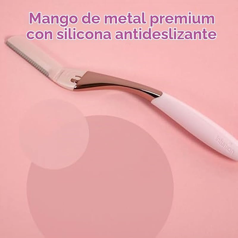 Intuition Dermaglow Razor para dermaplaning, ideal para esfoliar, modelar sobrancelhas, aparar e depilar pelos faciais, cor cor-de-rosa, 1 cabo e 2 recargas