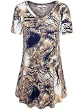 Flowy Tops for Women,Vivilli Teenagers Cozy Branch Printed Flowy Tunics Khaki XX-Large