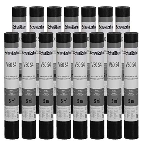 Isolbau Schweißbahn V60 S4 talkumiert - Bitumenbahn mit Glasvlies-Einlage zur Dachabdichtung - 15 x 5 m² Rolle