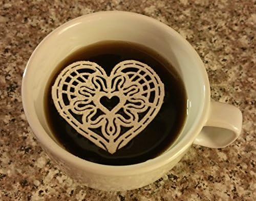 24/Set Vegan Pre-Made Edible Lace Heart Filigree Applique - Cupcake, Cake, Cookie, Petite Four, Coffee, Tea, or any Dessert, - Ready to Use Edible Lace