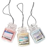 Yankee Candle Car Air Fresheners, Hanging Car Jar® Ultimate 3-Pack, Neutralizes Odors Up To 30 Days, Includes: 1 Beach Walk, 