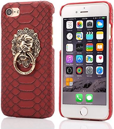 Lizard Snake Skin Pattern Lion King Finger Ring Holder Leather Phone Case Cover For iPhone 5s SE/6s/6plus/7/7plus (iPhone 5/5s, Red)