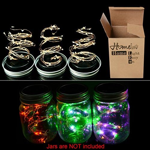 [ALL-IN-ONE]Battery Operated Mason Jar LED String Lights, Mason Jar Blinking LED Fairy Lids, 5 Colors In One Lid, Red+Blue+Green+Pink+Yellow(3 Pack,lid light only)
