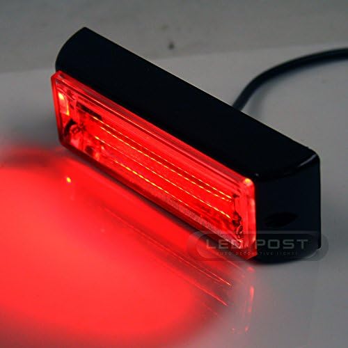 RED 4" 10W COB LED SIG Hazard Warning Strobe Emergency Roof Light Bar Super Bright Tow Truck Trailer Turn Right Left Brake Front Signal Flashing Low Profile Law Enforcement