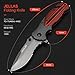 Jellas 4 in 1 Pocket Folding Knife with Leather Sheath and Sharpener, Tactical Knife with 7Cr17(440A) Serrated Blade, Idea Gift for Men, Camping, Hunting, Survival, Outdoor and EDC