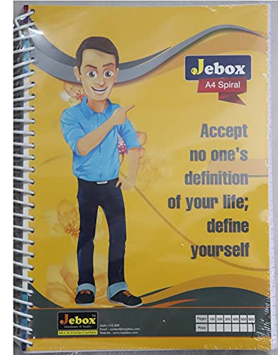 Jebox Spiral Notebook – Single Line, Spiral Binding, 21cm X 30cm(A4 size), 200 pages, Pack of 3 Jebox Spiral Notebook – Single Line, Spiral Binding, 21cm X 30cm(A4 size), 200 pages, Pack of 3
