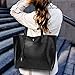 Forestfish Leather Women Tote Bag Handbags Satchel Bags for Work Travel(Black)