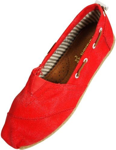 Farasion - Ladies Canvas Slip-On Loafer, Red 33679-7.5B(M)US