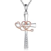 Stethoscope Cross Necklace 925 Sterling Sliver Nurse Stethoscope Cross Pendant Nursing Jewelry RN Nurse Graduation Gifts for Women Female Lover Doctor Medical Students