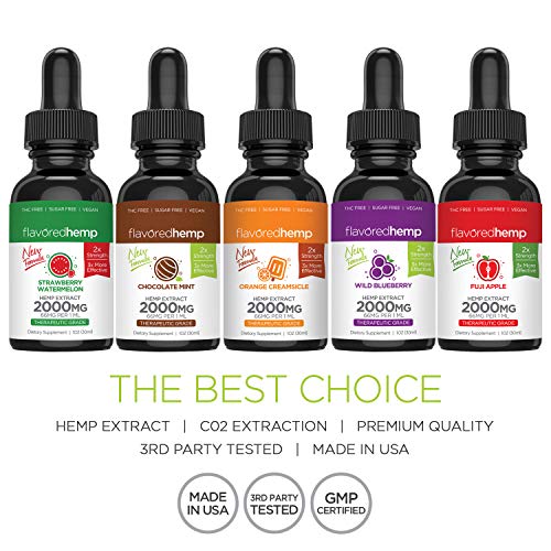 Hemp Oil 2000 MG Strawberry Watermelon Flavor 100 Organic Hemp