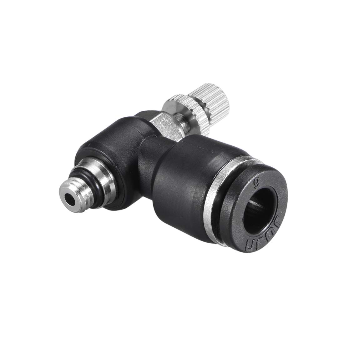 sourcing map Push to Connect Air Flow Control Valve,Elbow,6mm OD x M5 Male Thread,Pneumatic Flow Speed Controller Valve,Black 2pcs