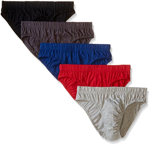 Beverly Hills Polo Club Men s 5 Pack Low Rise Brief, Black/Charcoal/Grey Heather/Red/Blue, Small