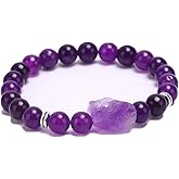 IQPDYV Amethyst Crystal Beaded Bracelet for Women Natural Stone Chakra Bracelets Crystal Healing Chip Stretch Bracelets Reiki Energy Quartz Bracelet Handmade Round Stone Beads Bracelet Jewelry