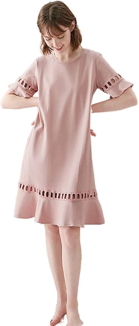 Amazon 半袖ナイトガウン 緩い 女性のナイトドレス ゆるいローブ ドレッシングガウン ハウスコート 夏 バスローブ 通販