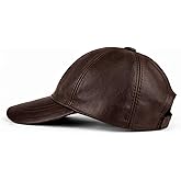 Lukkizara Genuine Leather Baseball Cap Adjustable Strap Plain Real Lambskin Leather Hat Sports Visor