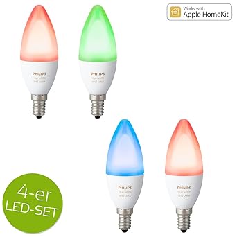Philips Hue White Ambiance and Color RGBW LED E14 6,5W ZigBee Echo Alexa kompatibel - 4er Set