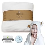 Jinee Organic Hooded Baby Towel - Ultra Soft Natural Bamboo Towels with Hood for Boy, Girl, Infant, Newborn or Toddlers - Keeps Your Little One Dry & Warm - Hypoallergenic, Antibacterial, 35” x 35”