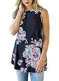 Itsmode Women's Casual Summer Floral Tunics to Wear with Leggings Tank Tops Blouses 2018 Black Plus Size