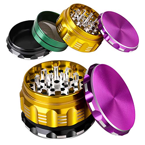 Herb Grinder, iRainy 2.5 Inches Spice Dry Herb Grinder with Pollen Catcher, 4 Pieces, Diamond Multicolor