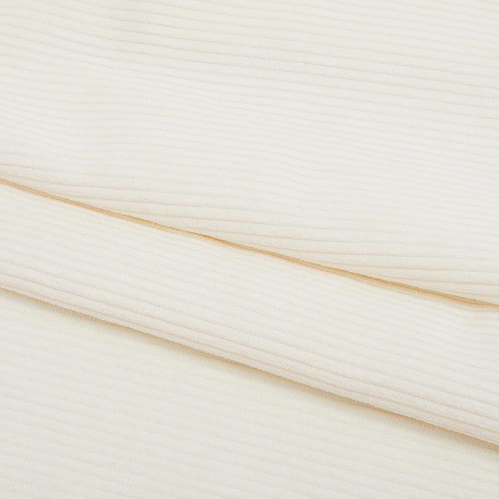 GORGECRAFT 1.55x1m Corduroy Fabric Solid Plain Thick Polyester Sewing Material Soft Quilting Upholstery Fabric for Clothing Sofa Pillow DIY Crafts Garment Accessories Milky White