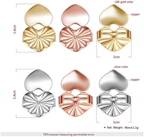 Fashion heart magic Earring Backs,925 Sterling Silver Secure Backings,3 Pairs of Adjustable Hypoallergenic Earing Backs Lifts,Easy to Use Back Earrings for Ear Lobe Lifter,Instantly Lift Earring Backs