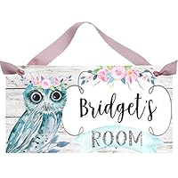 Toad and Lily Blue Owl Door Sign Bedroom Nursery Wall Art Decor DS0673