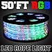 50ft RGB/Warm White/Cool White/Blue/Green/Yellow Amber 2 Wire LED Rope Light Indoor Outdoor Home Holiday Christmas Party