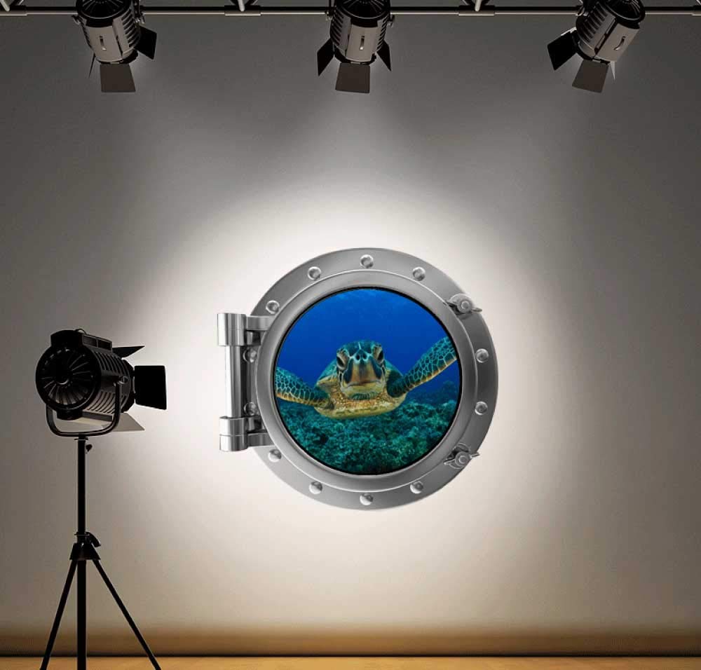 60 Second Makeover Limited Full Colour Turtle Under Water Ocean Porthole Wall Sticker Decal Kids Bedroom Decoration