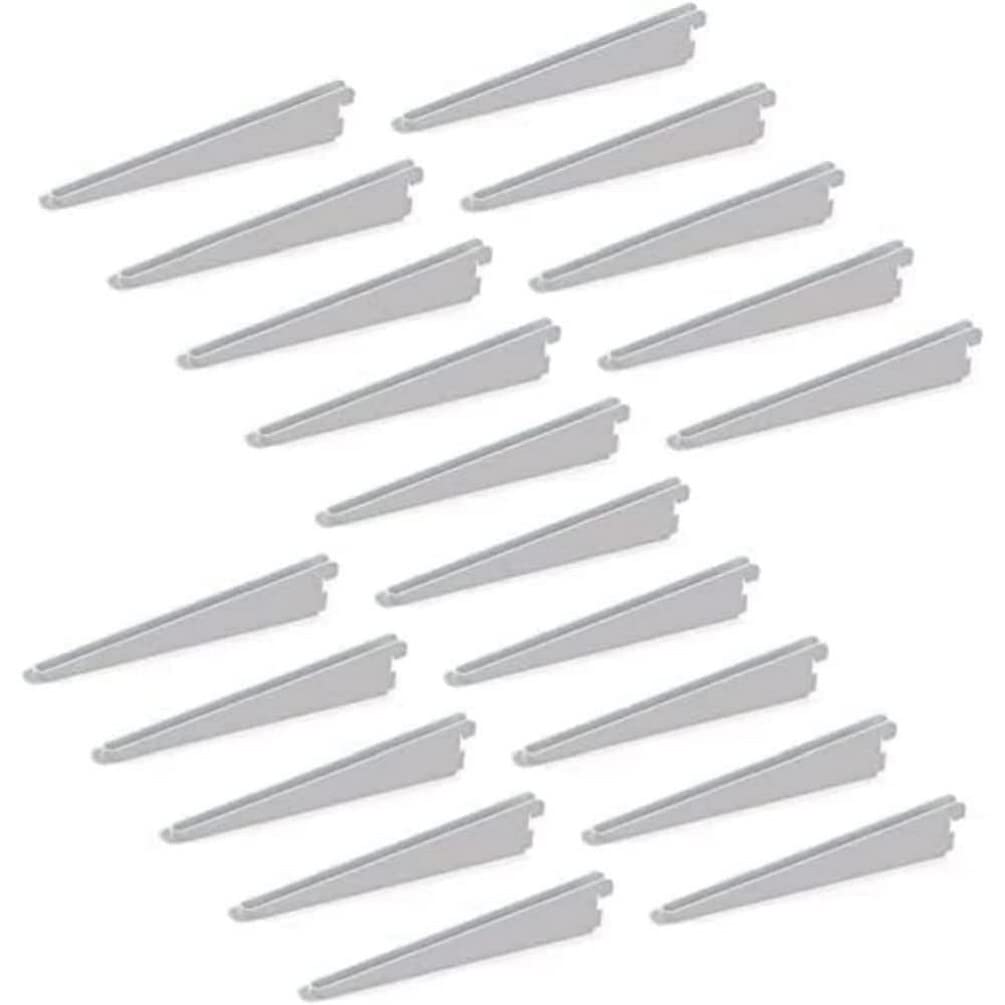 Emuca 7908712 Shelf brackets for twin slot wall rail (grid dimension: 32mm), White, 270mm, Set of 20 pieces