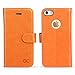 OCASE iPhone 5 Case iPhone 5S Case [Free Screen Protector Included] Leather Wallet Flip Case for iPhone 5 / 5S / SE Devices - Light Brown