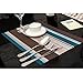 amorus Washable Placemats Heat Insulation Non-Slip Table Mats for Kitchen Dining Set of 6 - Blue
