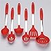 Culinary Couture 6-Piece Stainless Steel & Silicone Kitchen Utensils Set, Silicone Cooking Utensils, Heat Resistant Kitchen Cooking Utensils Set, Red