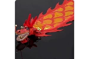 PAIKOOL Dragon Poi with 3D Plastic Dragon Head, Swing Rope and Hot Stamping Golden Ribbon Streamer, Outdoor Fitness Golden Dragon Stage Prop Set