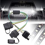 GTP Flat 4 Pin Y-Splitter Adapter Trailer Extension Harness Connector with Dust Caps For LED Tailgate Light Bar Trailers, Accessory, Towing, Safety Lighting
