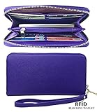 Womens RFID Blocking Wallet Classic Clutch Leather Wallet Card Holder Purse Handbag,purple