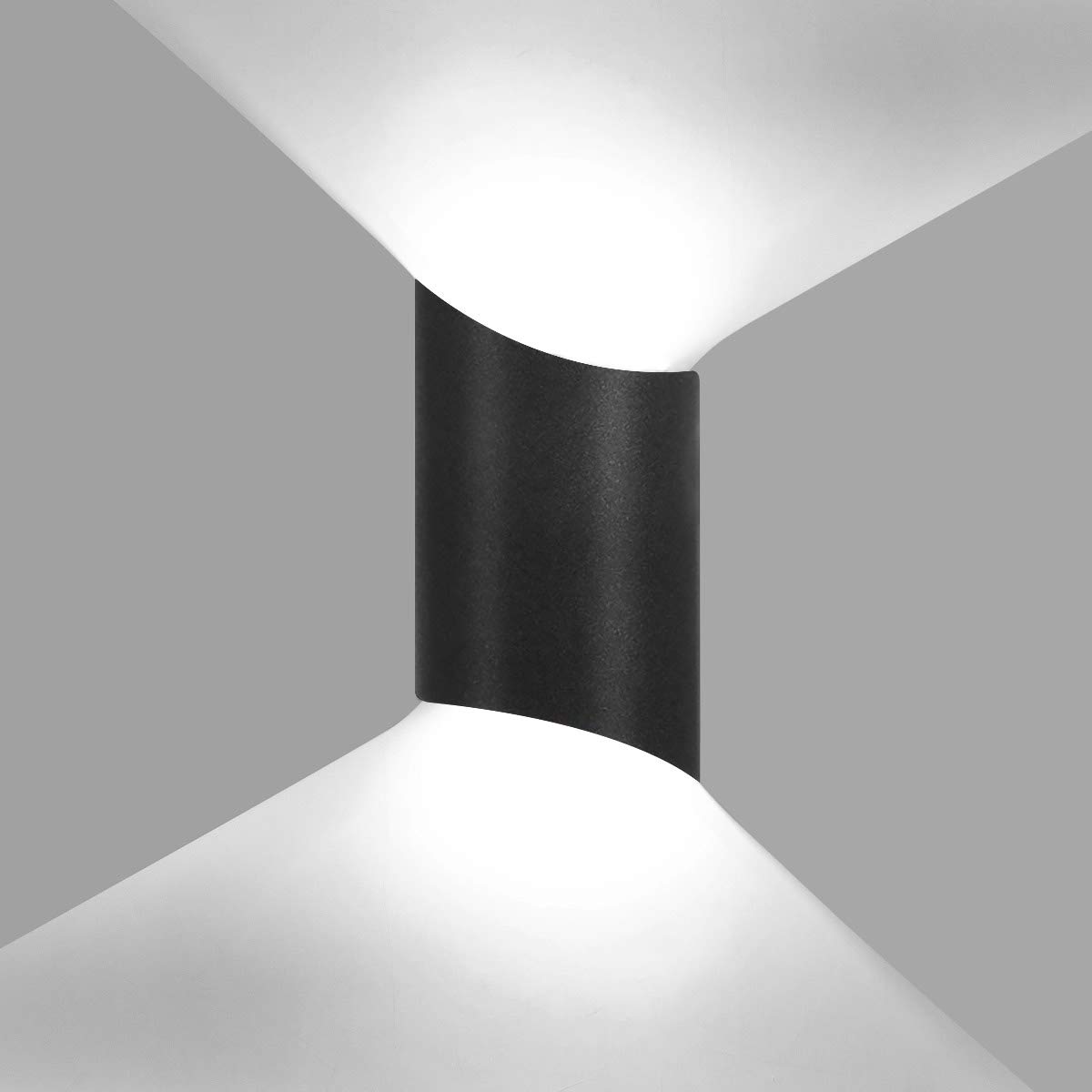 HAWEE 10W Modern Waterproof Wall Lamp LED Wall Light Up and Down Aluminum Wall Wash Lights Indoor Outdoor for Bedroom Bathroom Stairs Porch Corridor Living Room Hallway, Black 6000K