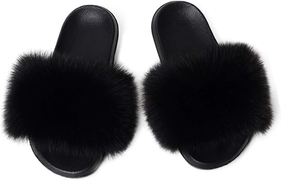 fur leather slides