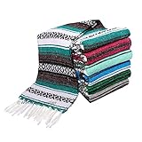 El Paso Designs Genuine Mexican Falsa Blanket - Yoga Studio Blanket, Colorful, Soft Woven Serape Imported from Mexico